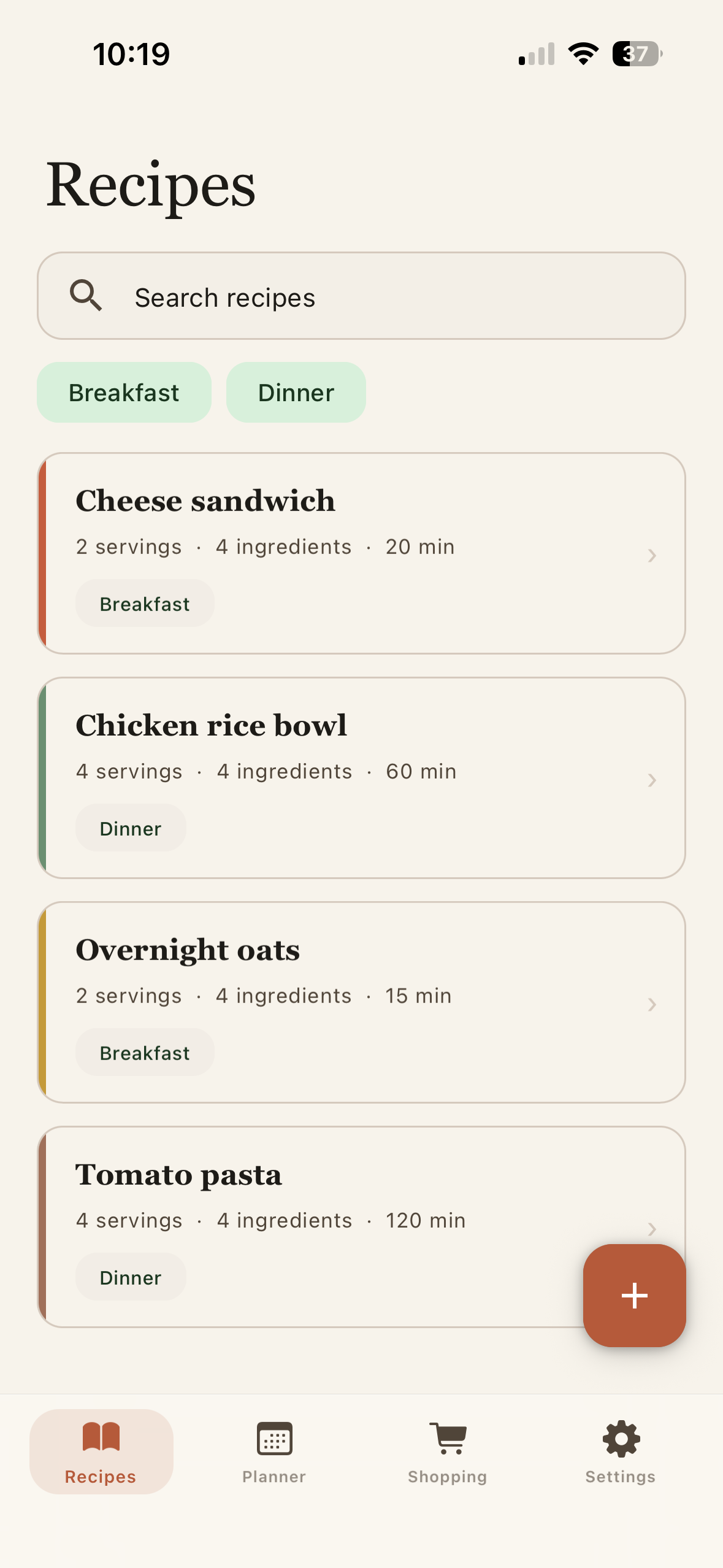 Recipes List